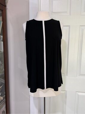 Alfani Black Tank Top with White Center Stripe Trim